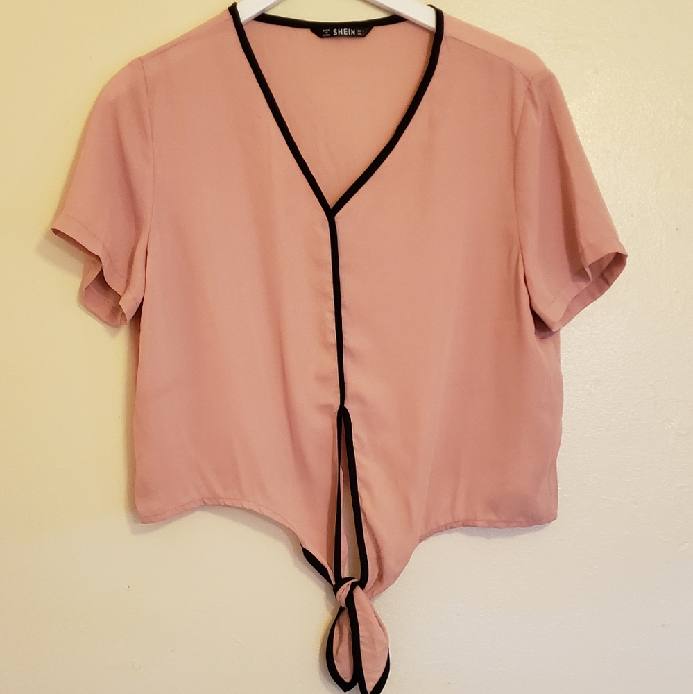 Pink tie up blouse